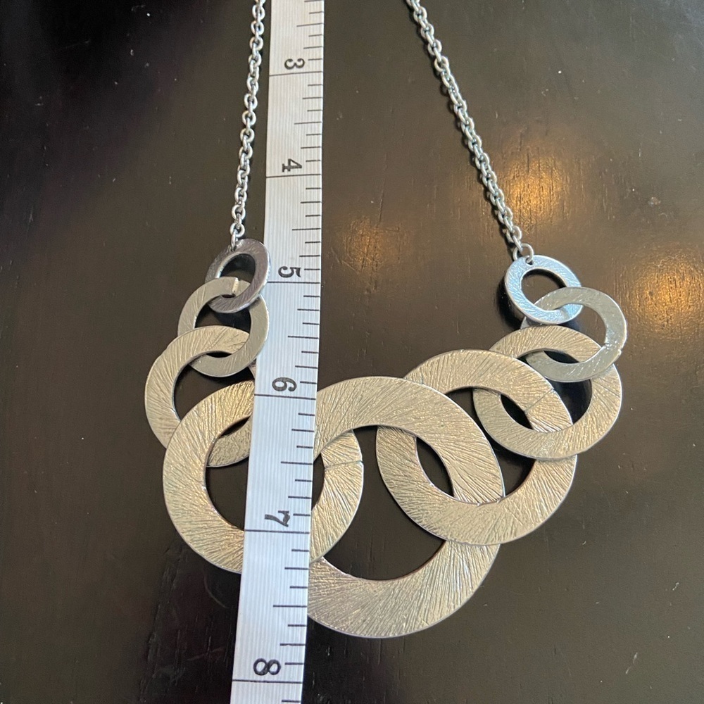 Silver Circle Statement Necklace - image 3